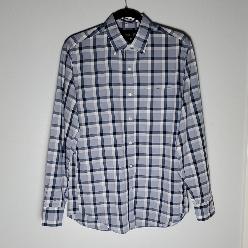 J Crew Plaid Button Down Dress Shirt 100% Cotton